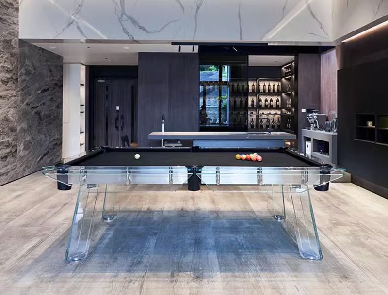 Sleek Glass Pool Table