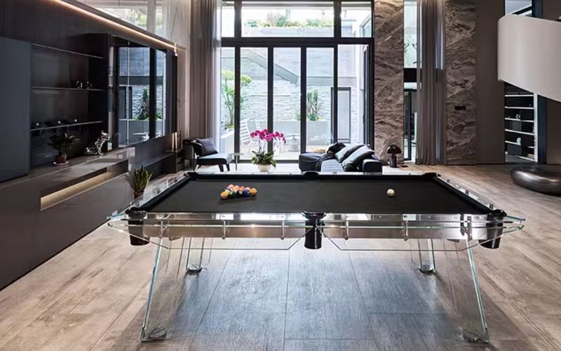 luxury glass billiard table