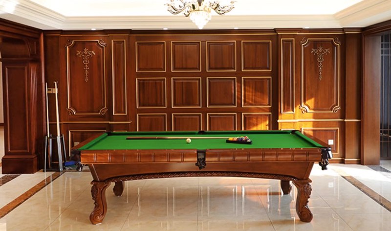 ornate engraved billiards table