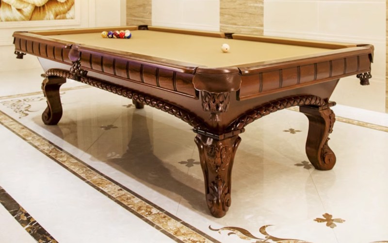 ornate engraved billiards table